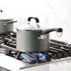 imageFarberware EcoAdvantage Ceramic Nonstick Straining SaucepanSauce Pan with Lid 3 Quart AquaGray