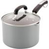 imageFarberware EcoAdvantage Ceramic Nonstick Straining SaucepanSauce Pan with Lid 3 Quart AquaGray