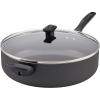 imageFarberware Dishwasher Safe Nonstick Jumbo CookerSaute Pan with Helper Handle Aluminum 6 Quart BlueBlack