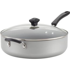 imageFarberware Cookstart DiamondMax Nonstick Jumbo Cooker with Lid and Helper Handle Dishwasher Safe 6 Quart BlackSilver