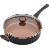 imageFarberware Glide Deep Nonstick Frying Pan  Fry Pan  Skillet with Helper Handle  125 Inch Black4 Quart