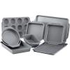 imageFarberware Nonstick Bakeware Set Includes Cookie SheetsBaking Cake Muffin and Bread Pan 8 Piece Gray10Piece