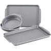 imageFarberware Nonstick Bakeware Set Includes Cookie SheetsBaking Cake Muffin and Bread Pan 8 Piece Gray4Piece Set A