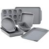 imageFarberware Nonstick Bakeware Set Includes Cookie SheetsBaking Cake Muffin and Bread Pan 8 Piece Gray8Piece
