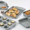 imageFarberware Nonstick Bakeware Set Includes Cookie SheetsBaking Cake Muffin and Bread Pan 8 Piece Gray8Piece