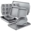 imageFarberware Nonstick Bakeware Set Includes Cookie SheetsBaking Cake Muffin and Bread Pan 8 Piece Gray10Piece