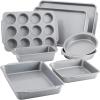 imageFarberware Nonstick Bakeware Set Includes Cookie SheetsBaking Cake Muffin and Bread Pan 8 Piece Gray8Piece