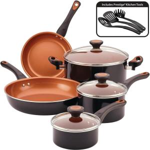 imageFarberware Glide Deep Nonstick Frying Pan  Fry Pan  Skillet with Helper Handle  125 Inch Black11 Piece