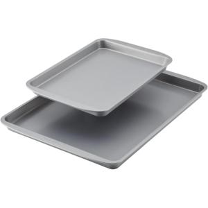 imageFarberware GoldenBake Bakeware Nonstick Baking PansCake Pan Set Round Insulated Two 8Inch Gray2Piece Sheet Pan Set
