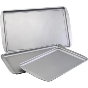 imageFarberware Nonstick Bakeware 3Piece Cookie Pan Set Gray3Piece Set