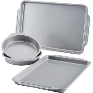 imageFarberware Nonstick Bakeware Set Includes Cookie SheetsBaking Cake Muffin and Bread Pan 8 Piece Gray4Piece Set A