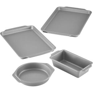 imageFarberware Nonstick Bakeware Set Includes Cookie SheetsBaking Cake Muffin and Bread Pan 8 Piece Gray4Piece Set B