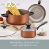 imageFarberware 80183 Glide Pro Hard Anodized Ceramic Nonstick Cookware Pots and Pans Set 11 Piece GrayChampagne