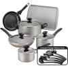 imageFarberware Dishwasher Safe Nonstick 15Piece Cookware Set AquaChampagne