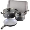 imageFarberware Disney Monochrome Ceramic Nonstick Cookware Pots and Pans with BakingBakeware Cookie Pan and Kitchen Cooking Tool Set Dishwasher Safe 8 Piece Cookware Set  Black