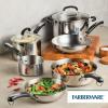 imageFarberware Brilliance Stainless Steel Cookware Pots and Pans Set with Kitchen Cooking Tools and Glass Lids 10 Piece Dishwasher Safe and Induction Ready Stainless Steel