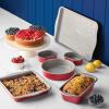 imageFarberware Disney Bake with Mickey Mouse Nonstick Bakeware SetBaking Pans with Disney Home Oven Mitts Cookie Pans MuffinCupcake and Loaf Pan 6 Piece Non Stick Bakeware Set  RedBakeware Set II