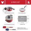 imageFarberware Disney Bon Voyage Ceramic Nonstick Pots and Pans Set with Baking SheetCookie Pan and Disney Home Kitchen Tools 8 Piece Non Stick Cookware Set  BlueRed