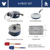 imageFarberware Disney Bon Voyage Ceramic Nonstick Pots and Pans Set with Baking SheetCookie Pan and Disney Home Kitchen Tools 8 Piece Non Stick Cookware Set  BlueBlue
