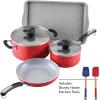 imageFarberware Disney Bon Voyage Ceramic Nonstick Pots and Pans Set with Baking SheetCookie Pan and Disney Home Kitchen Tools 8 Piece Non Stick Cookware Set  BlueRed