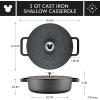 imageFarberware Disney Monochrome Pre Seasoned Cast Iron Shallow Casserole Pan with Lid 3 Quart  Black