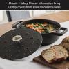 imageFarberware Disney Monochrome Pre Seasoned Cast Iron Shallow Casserole Pan with Lid 3 Quart  Black
