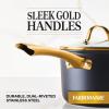 imageFarberware Forged Induction Ceramic Cookware Nonstick Saucepan with Lid Dishwasher Safe Suitable for All Stovetops 3 Quart Sauce Pan  Black and Gold3 Quarts