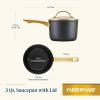 imageFarberware Forged Induction Ceramic Cookware Nonstick Saucepan with Lid Dishwasher Safe Suitable for All Stovetops 3 Quart Sauce Pan  Black and Gold3 Quarts