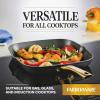 imageFarberware Forged Induction Ceramic Cookware Nonstick Square Grill PanGriddle Pan Dishwasher Safe Suitable for All Stovetops 11 Inch  Black and GoldGrill Pan 11Inch Square