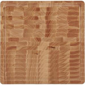 imageFarberware 16Inch Endgrain Rubberwood Cutting Board with Deep Juice Groove  Reversible Wooden Charcuterie Board for Chopping Serving Everyday Use with Finger Grooves for Easy CarryingRubberwood
