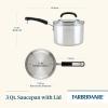 imageFarberware Brilliance Stainless Steel SaucepanSaucepot with Glass Lid 3 Quart Dishwasher Safe and Induction Ready Compatible with All Cooktops Stainless SteelSaucepan 3 Quart