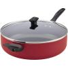 imageFarberware Dishwasher Safe Nonstick Jumbo CookerSaute Pan with Helper Handle  6 Quart RedRed