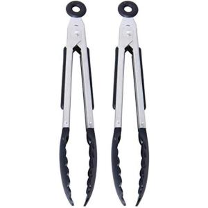 imageFarberware Classic Stainless Steel Tongs Set Of 2 BlackMini Nylon Tipped Tongs