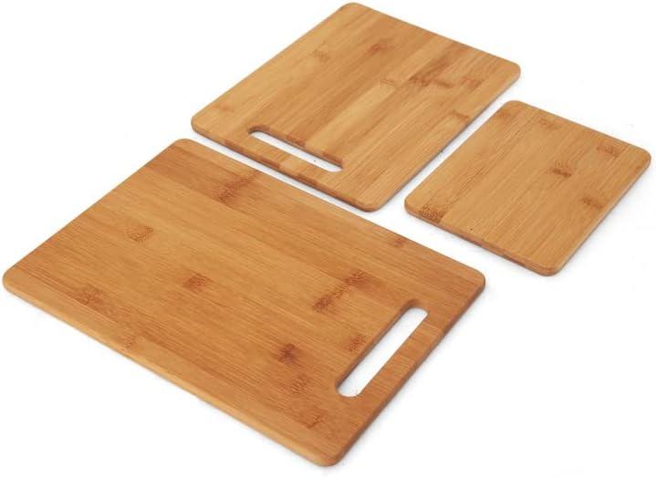 imageFarberware 3Piece Wood Cutting Board Set Reversible Chopping Boards for Meal Prep and Serving Charcuterie Boards Wooden Cutting Boards with Builtin Handles Set of 3 Assorted Sizes Bamboo11L x 08W