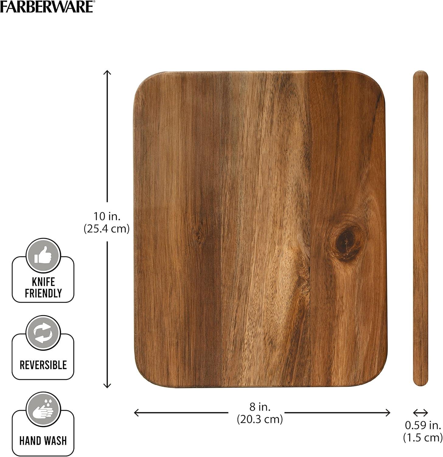 imageFarberware Acacia Wood Cutting Board 8quot x 10quot  Reversible Charcuterie Board for Kitchen Prep Chopping Meats ampamp Veggies Gentle on Knives Kitchen Starter ampamp Gift Essential14L x 11W