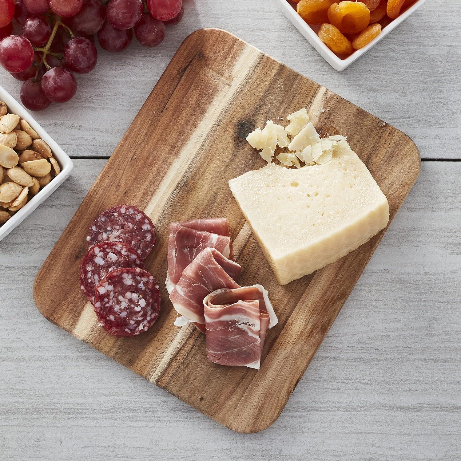 imageFarberware Acacia Wood Cutting Board 8quot x 10quot  Reversible Charcuterie Board for Kitchen Prep Chopping Meats ampamp Veggies Gentle on Knives Kitchen Starter ampamp Gift Essential14L x 11W
