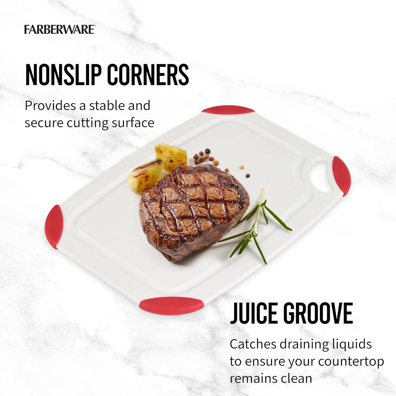 imageFarberware Cutting Board Set Made from Recycled PET RPET with NonSlip Edges Durable ampamp Dishwasher Safe 2PieceWhite