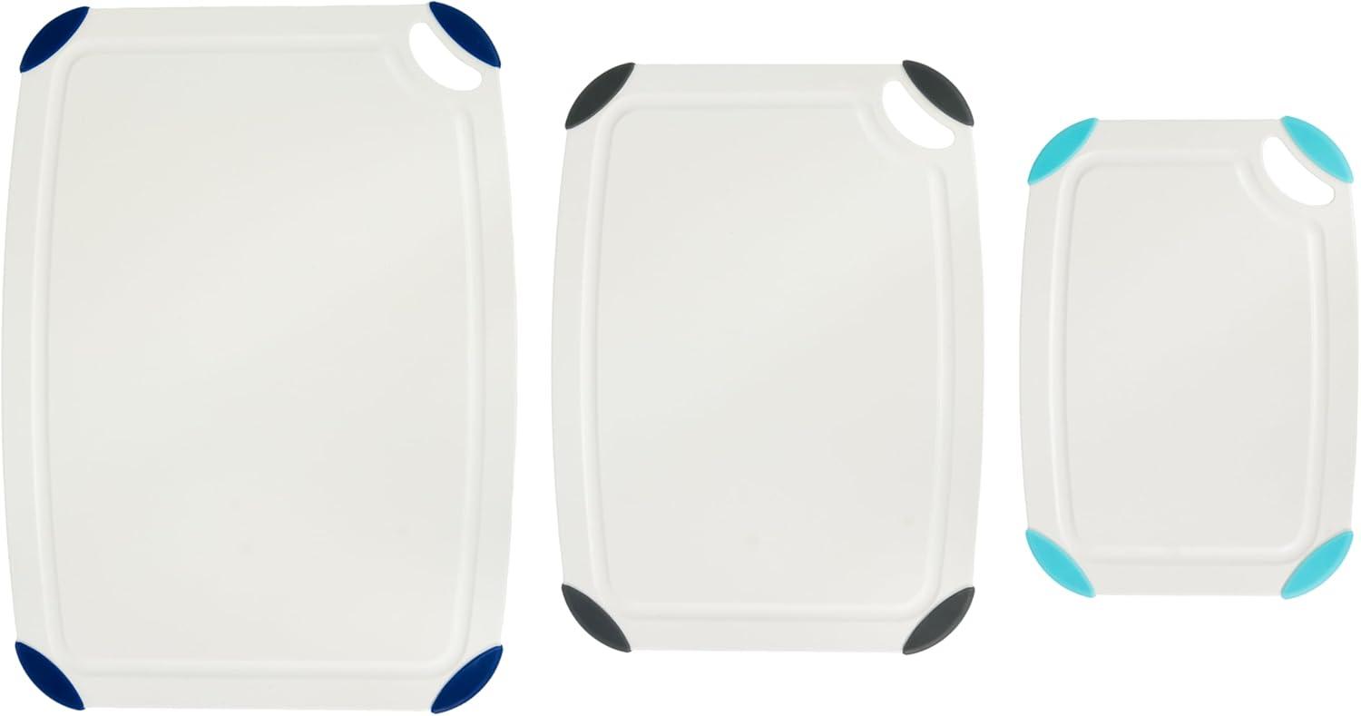 imageFarberware Cutting Board Set Made from Recycled PET RPET with NonSlip Edges Durable ampamp Dishwasher Safe 2PieceWhite