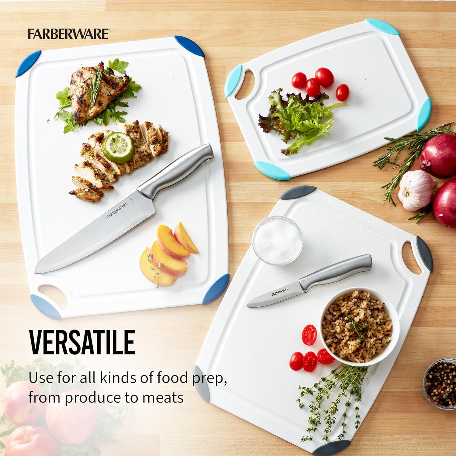 imageFarberware Cutting Board Set Made from Recycled PET RPET with NonSlip Edges Durable ampamp Dishwasher Safe 2PieceWhite