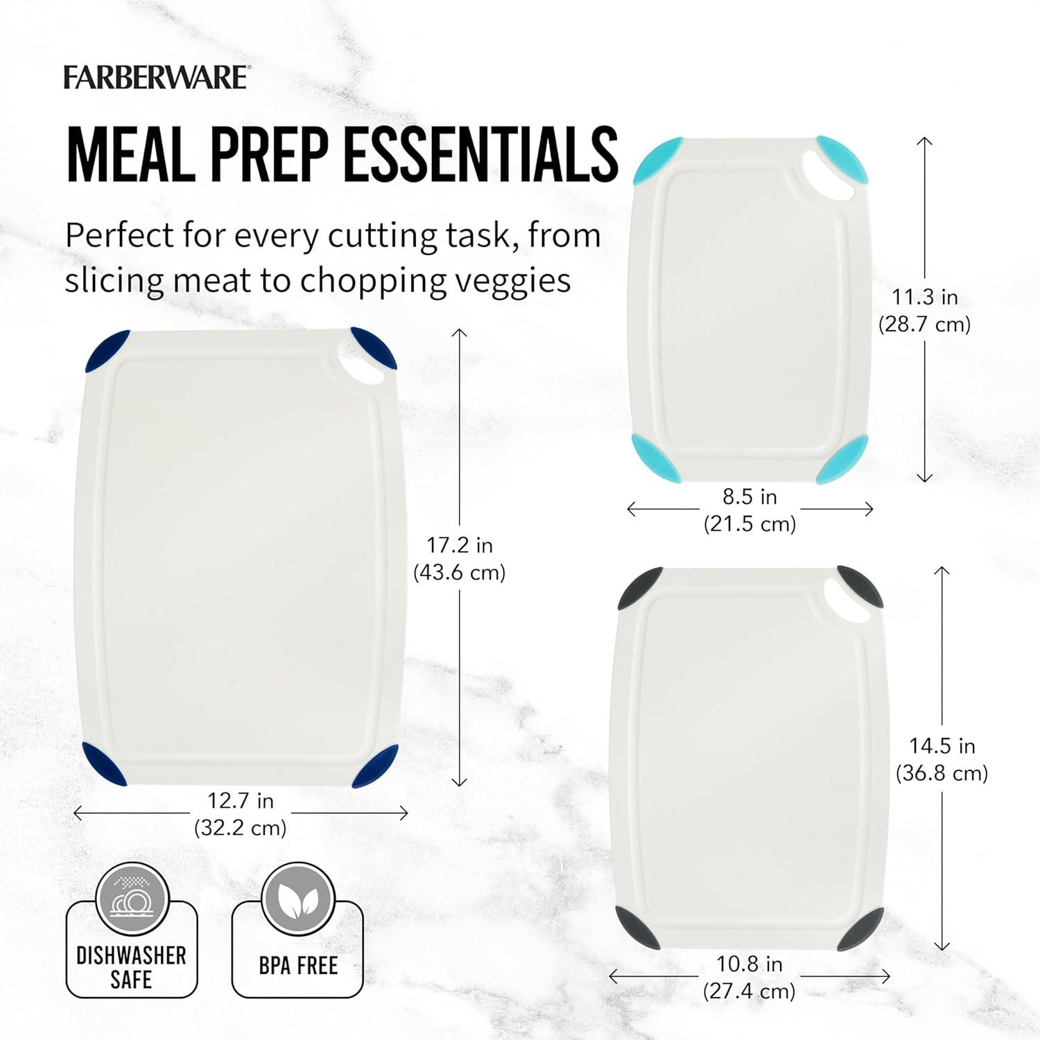 imageFarberware Cutting Board Set Made from Recycled PET RPET with NonSlip Edges Durable ampamp Dishwasher Safe 2PieceWhite