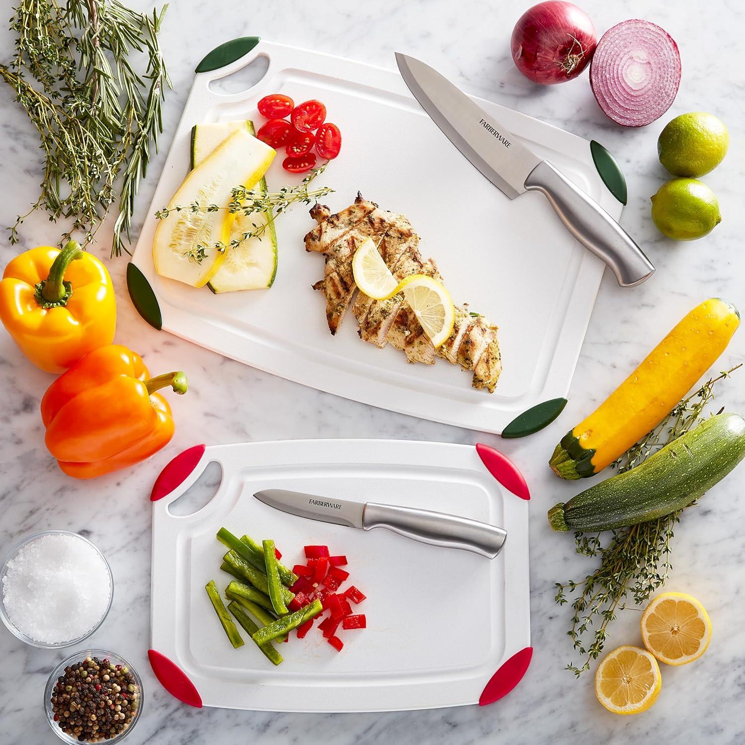 imageFarberware Cutting Board Set Made from Recycled PET RPET with NonSlip Edges Durable ampamp Dishwasher Safe 2PieceWhite