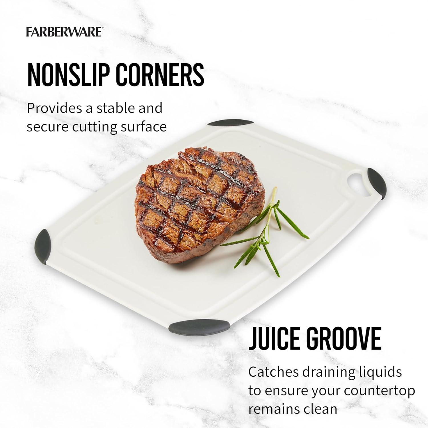 imageFarberware Cutting Board Set Made from Recycled PET RPET with NonSlip Edges Durable ampamp Dishwasher Safe 2PieceWhite