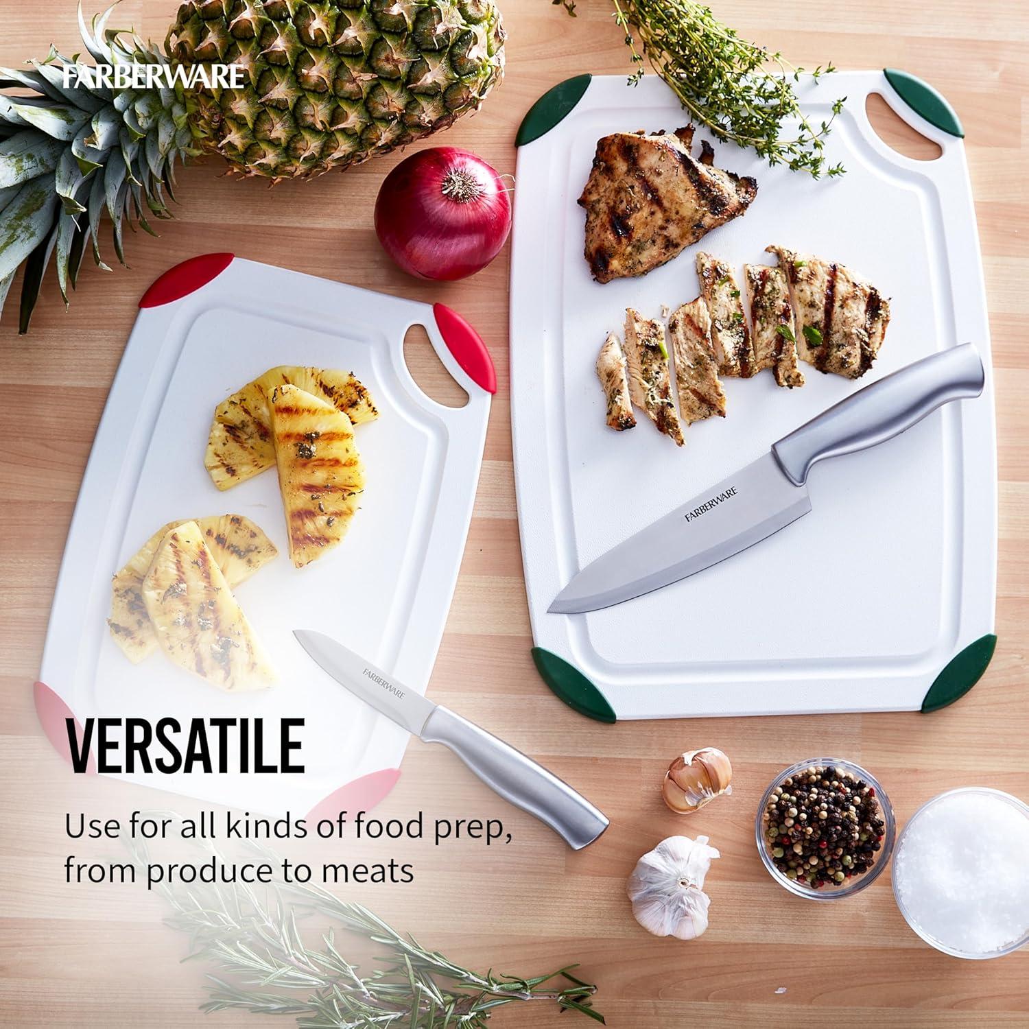 imageFarberware Cutting Board Set Made from Recycled PET RPET with NonSlip Edges Durable ampamp Dishwasher Safe 2PieceWhite