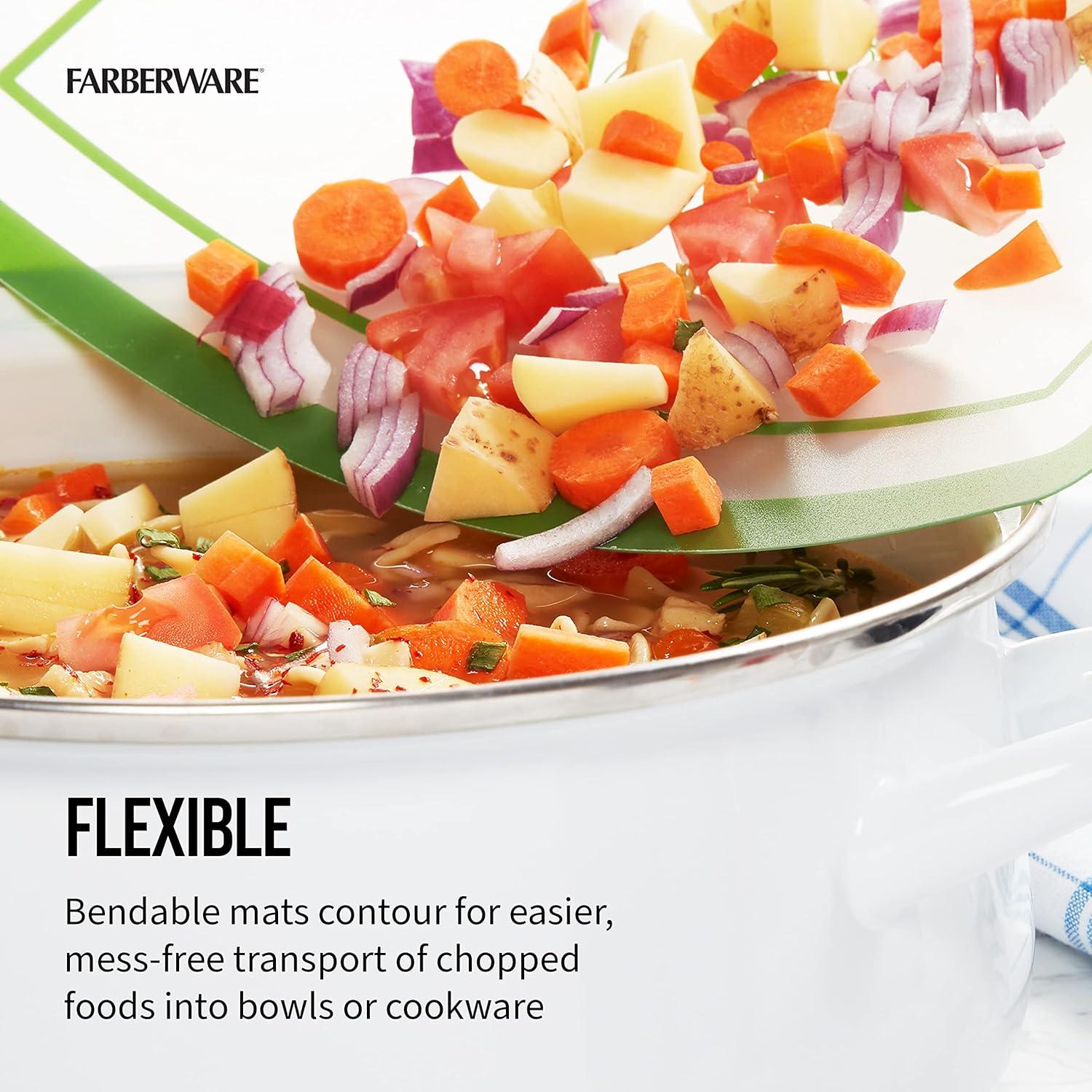 imageFarberware Flexible Cutting Mats with Food Icons 11Inchby15Inch Set of 4Large Icons