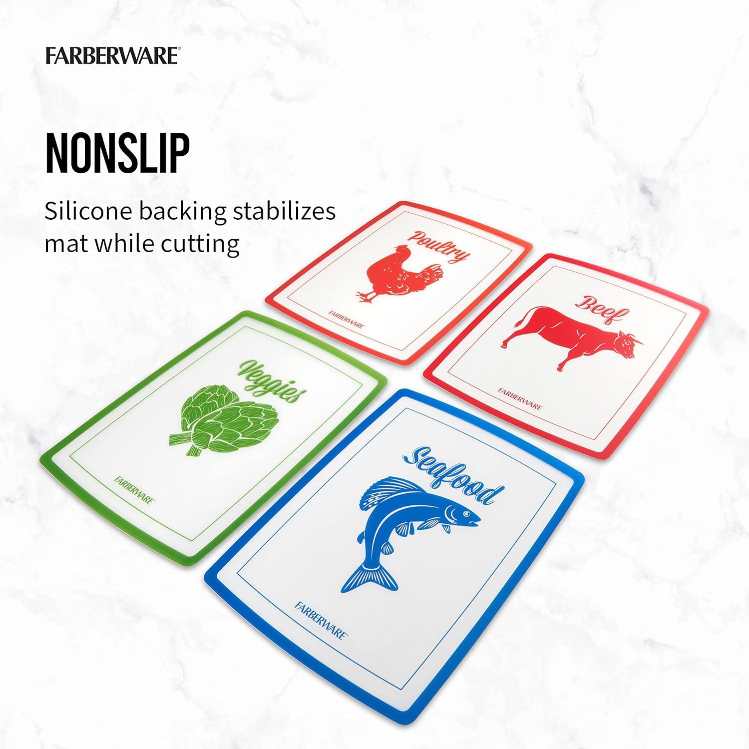 imageFarberware Flexible Cutting Mats with Food Icons 11Inchby15Inch Set of 4Large Icons