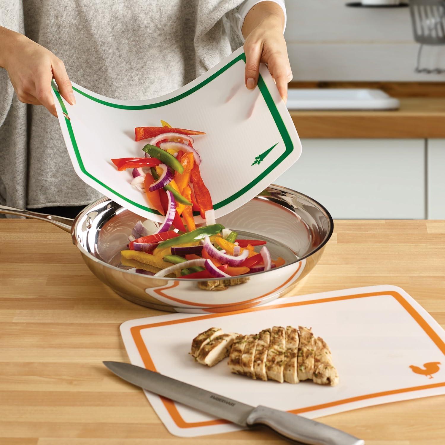 imageFarberware Flexible Cutting Mats with Food Icons 11Inchby15Inch Set of 4Small Icons