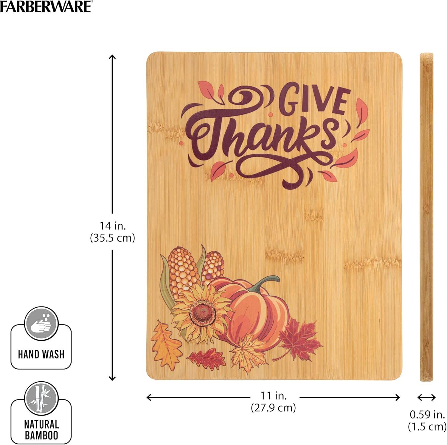 imageFarberware Give Thanks Bamboo Cutting Board 11x14InchGive Thanks