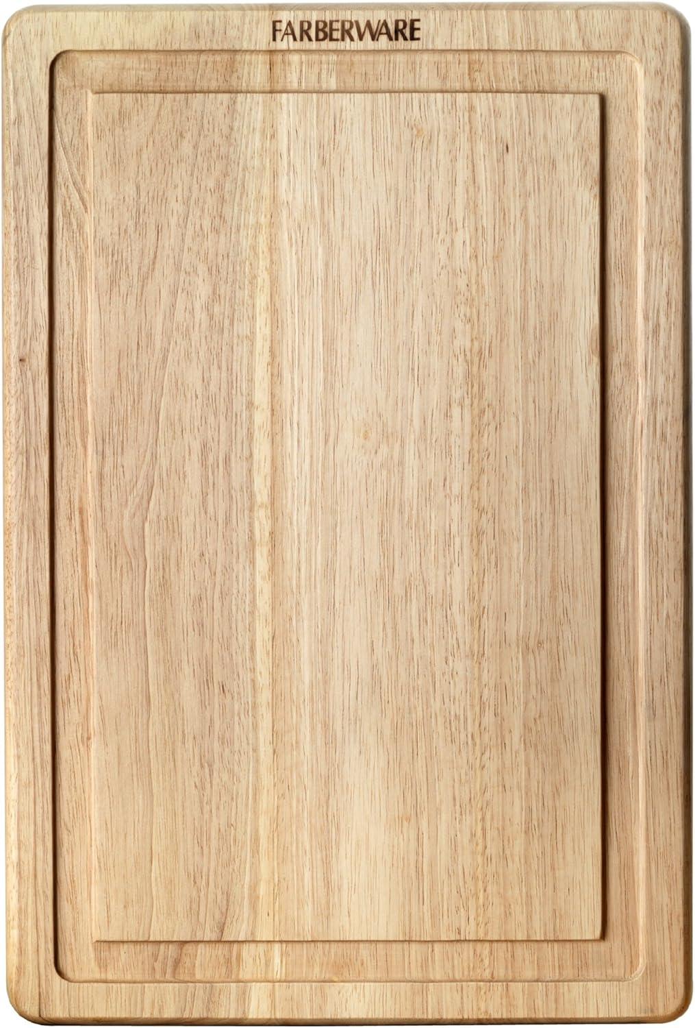 imageFarberware Hardwood Cutting Board with Drip Groove Trench 12Inchby18Inch Natural18L x 12W