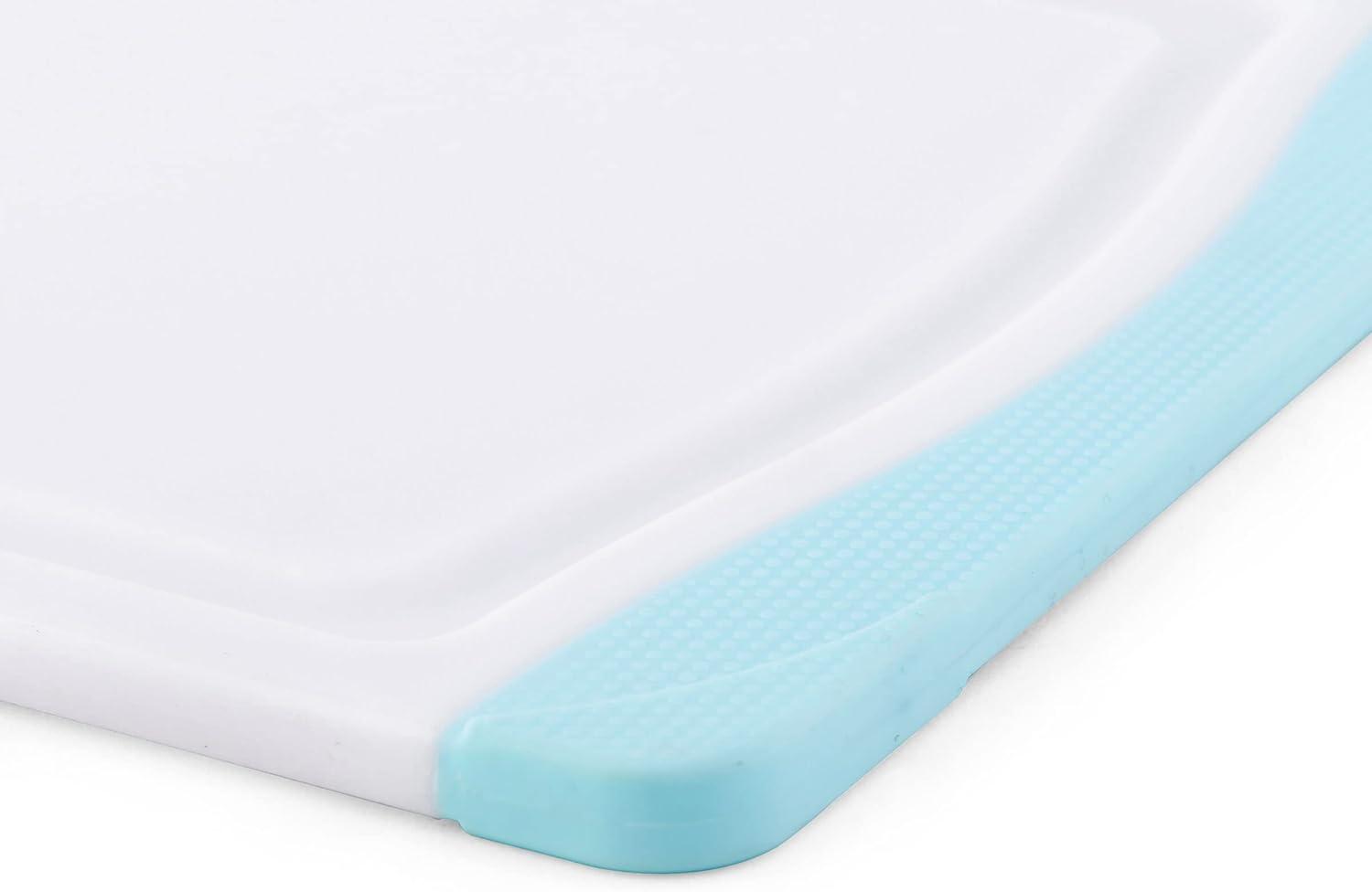 imageFarberware Nonslip Poly Cutting Board 8x10Inch Gray and WhiteAqua and White
