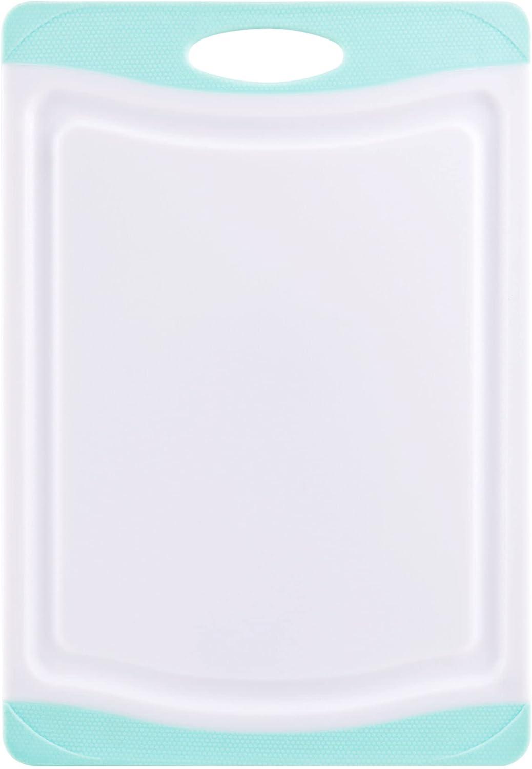 imageFarberware Nonslip Poly Cutting Board 8x10Inch Gray and WhiteAqua and White